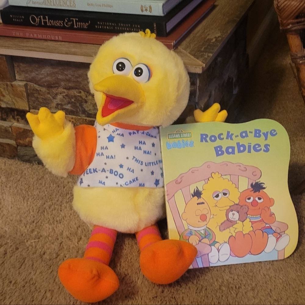 Sesame Street Big Bird Laughing Plush With Rock A Bye Babies Board Book